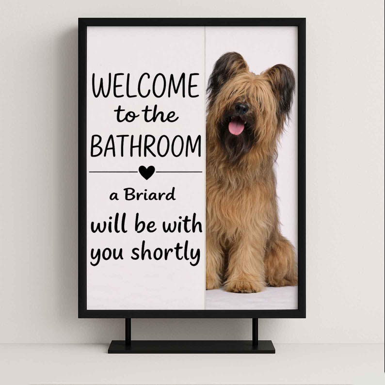Briard Bathroom Poster | welcome to the bathroom | Briard art print | Dog in the toilet | Wall Art Decor | Dog lover Gift
