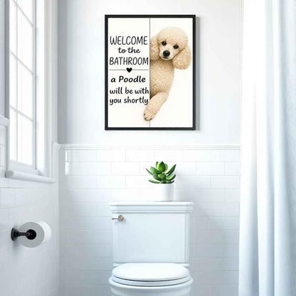 Poodle Bathroom Poster | welcome to the bathroom