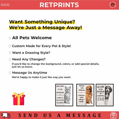 Custom Dog Wall Art Poster, welcome to the bathroom