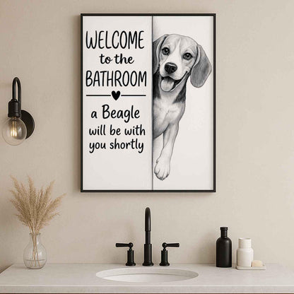 Beagle Bathroom Poster | welcome to the bathroom | Beagle art print | Beagle in the toilet | Beagle Wall Art Decor | Dog lover Gift