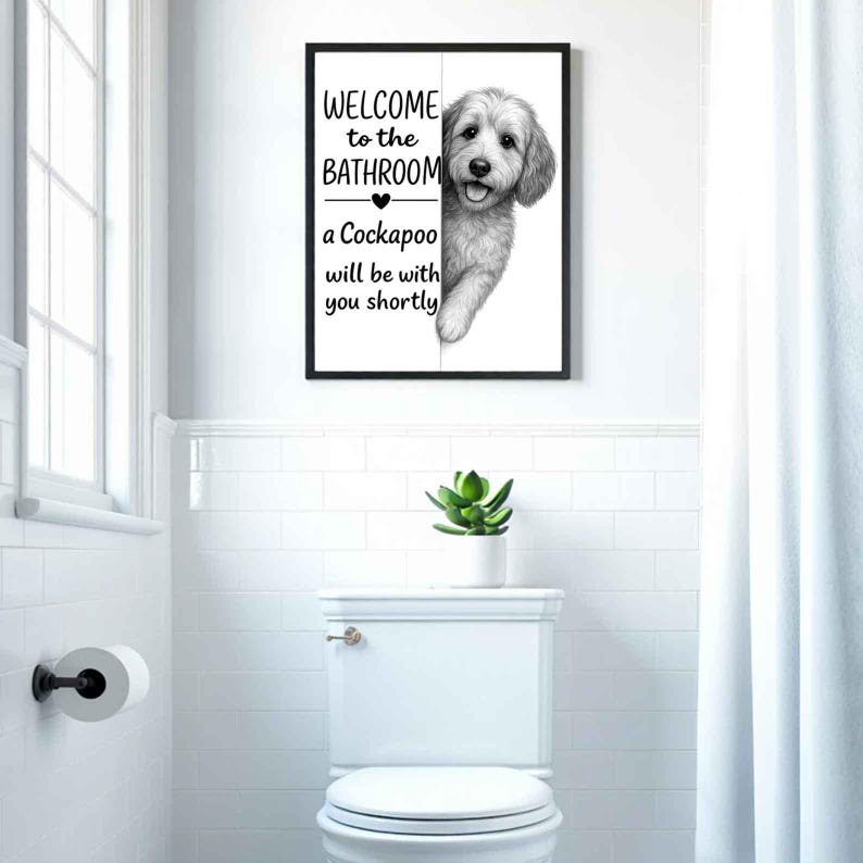 Cockapoo Bathroom Poster | welcome to the bathroom