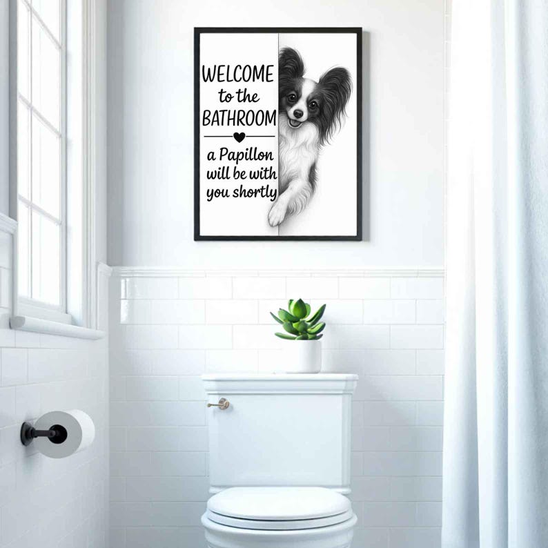 Papillon Bathroom Poster | welcome to the bathroom