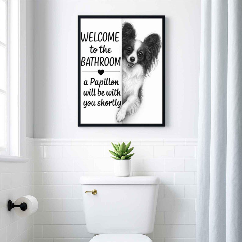 Papillon Bathroom Poster | welcome to the bathroom