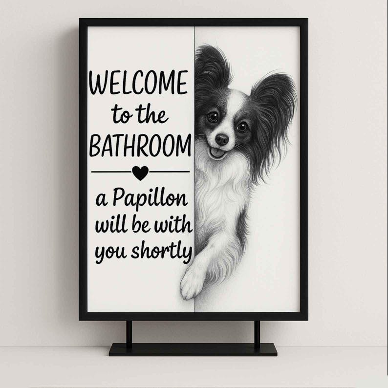 Papillon Bathroom Poster | welcome to the bathroom