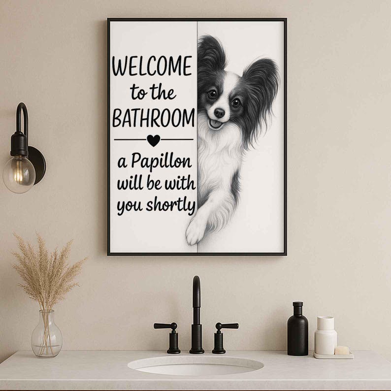 Papillon Bathroom Poster | welcome to the bathroom