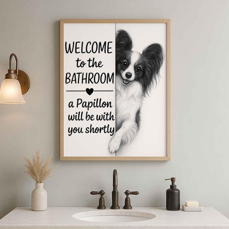 Papillon Bathroom Poster | welcome to the bathroom