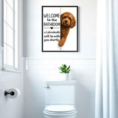 Labradoodle Bathroom Poster | welcome to the bathroom