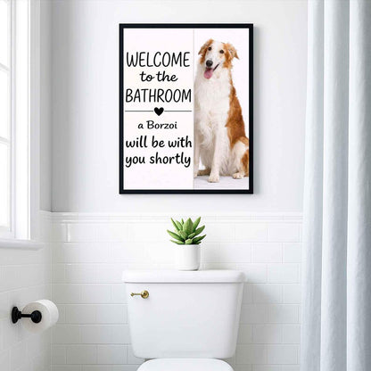 Borzoi Bathroom Poster | welcome to the bathroom