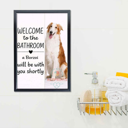 Borzoi Bathroom Poster | welcome to the bathroom