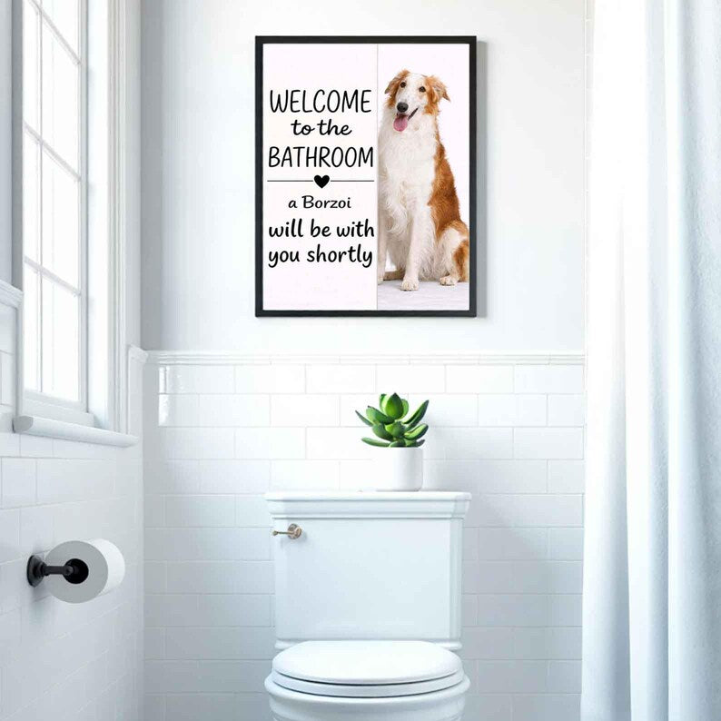 Borzoi Bathroom Poster | welcome to the bathroom