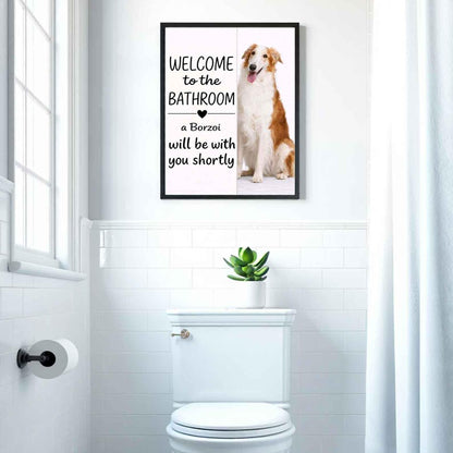 Borzoi Bathroom Poster | welcome to the bathroom