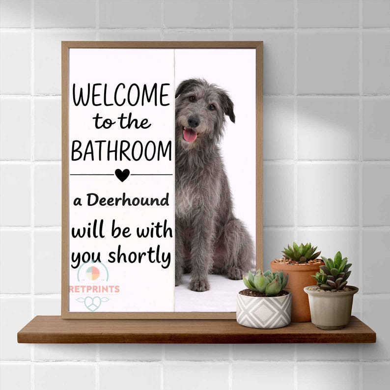Deerhound Bathroom Poster | welcome to the bathroom