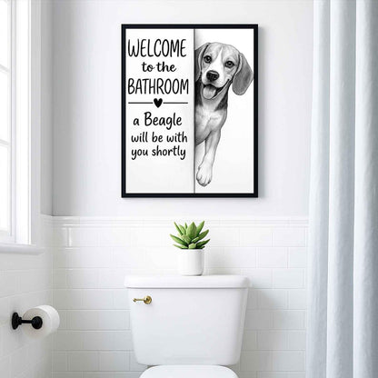 Beagle Bathroom Poster | welcome to the bathroom
