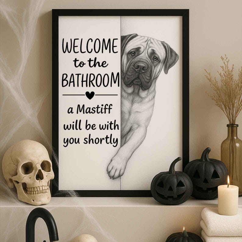 Mastiff Bathroom Poster | welcome to the bathroom