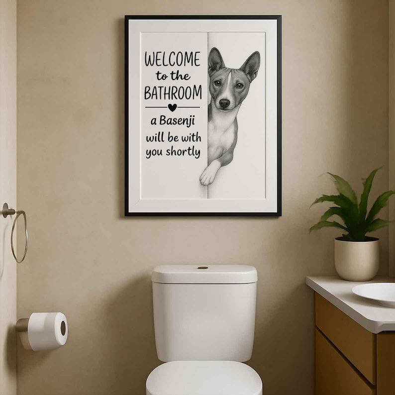 Basenji Bathroom Poster | welcome to the bathroom