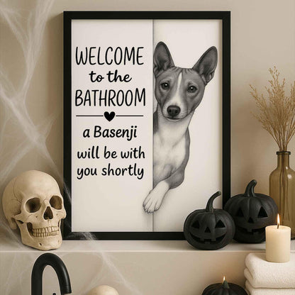 Basenji Bathroom Poster | welcome to the bathroom