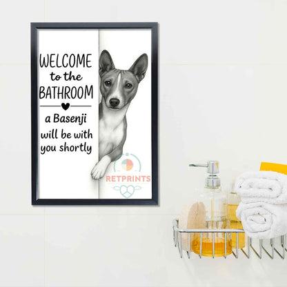 Basenji Bathroom Poster | welcome to the bathroom