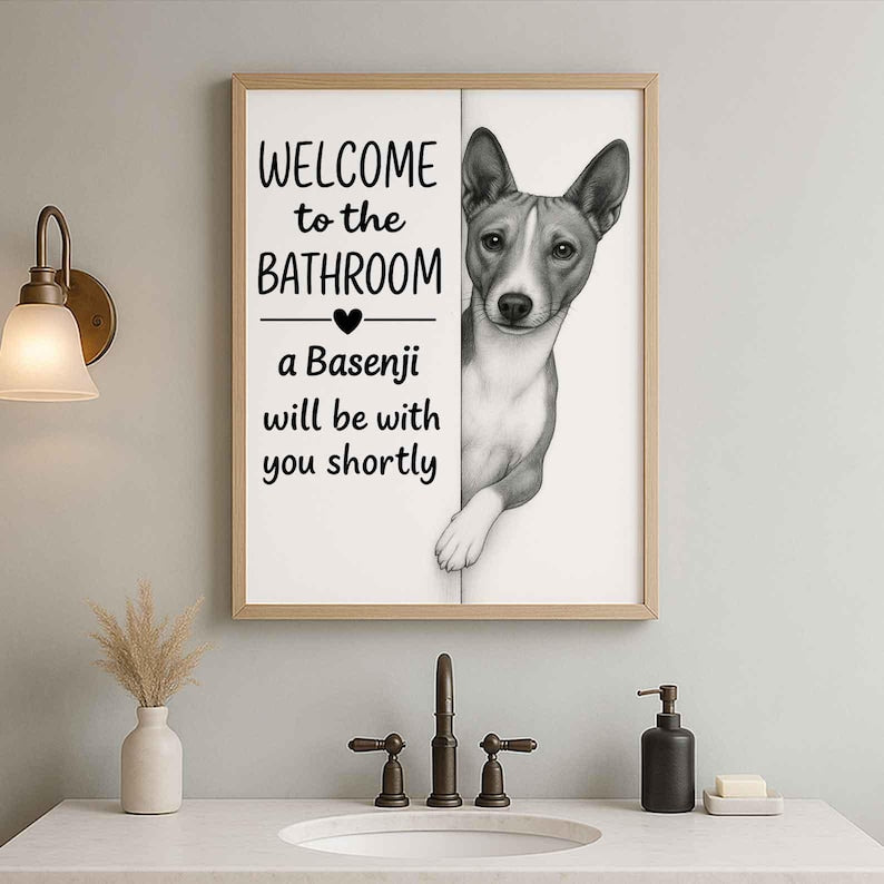 Basenji Bathroom Poster | welcome to the bathroom