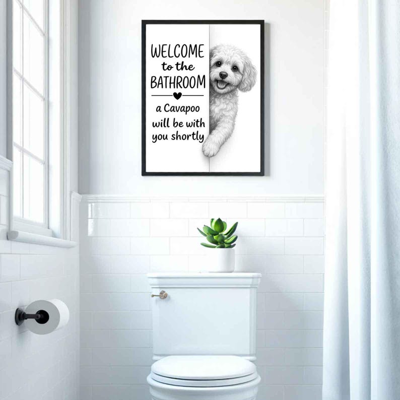Cavapoo Bathroom Poster | welcome to the bathroom