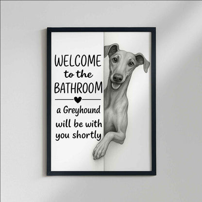 Greyhound Bathroom Poster | welcome to the bathroom