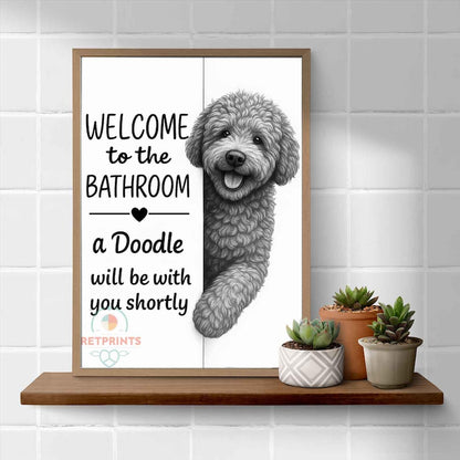 Doodle Bathroom Poster | welcome to the bathroom
