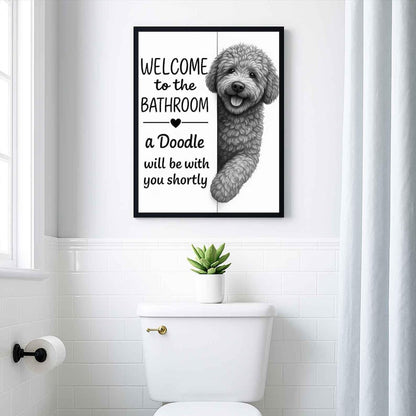 Doodle Bathroom Poster | welcome to the bathroom