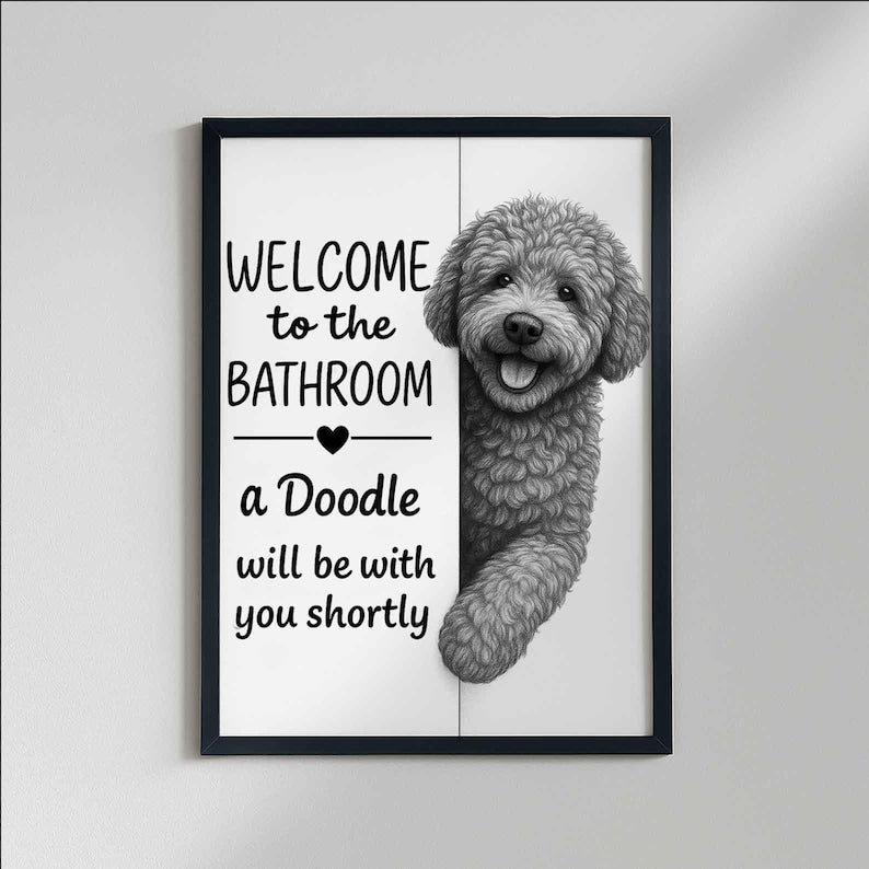 Doodle Bathroom Poster | welcome to the bathroom
