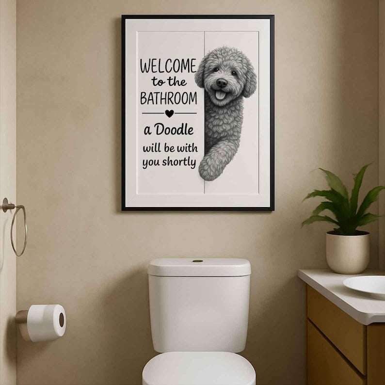 Doodle Bathroom Poster | welcome to the bathroom