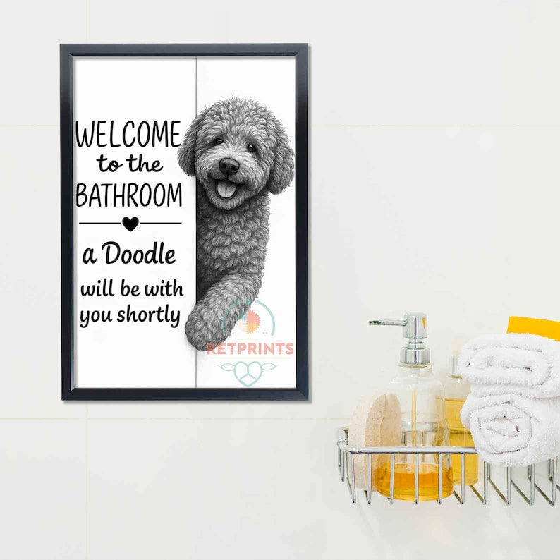 Doodle Bathroom Poster | welcome to the bathroom