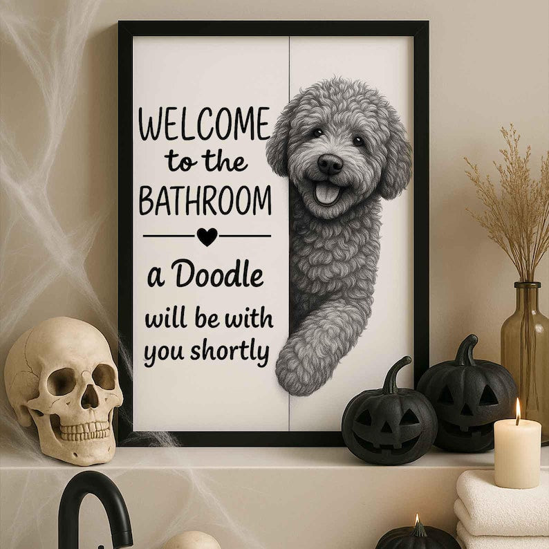 Doodle Bathroom Poster | welcome to the bathroom