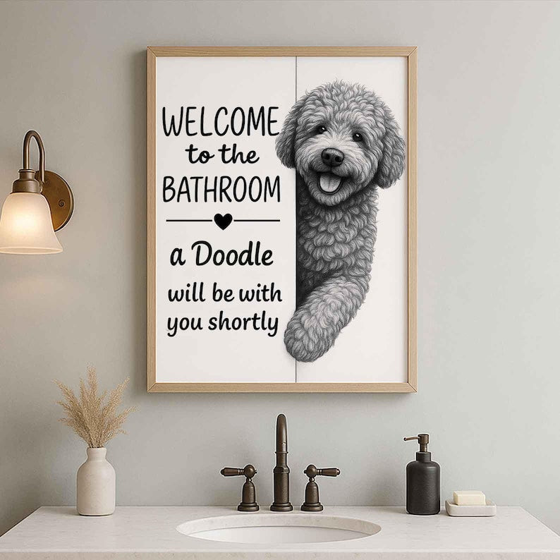 Doodle Bathroom Poster | welcome to the bathroom