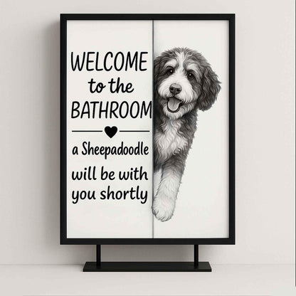 Sheepadoodle Bathroom Poster | welcome to the bathroom