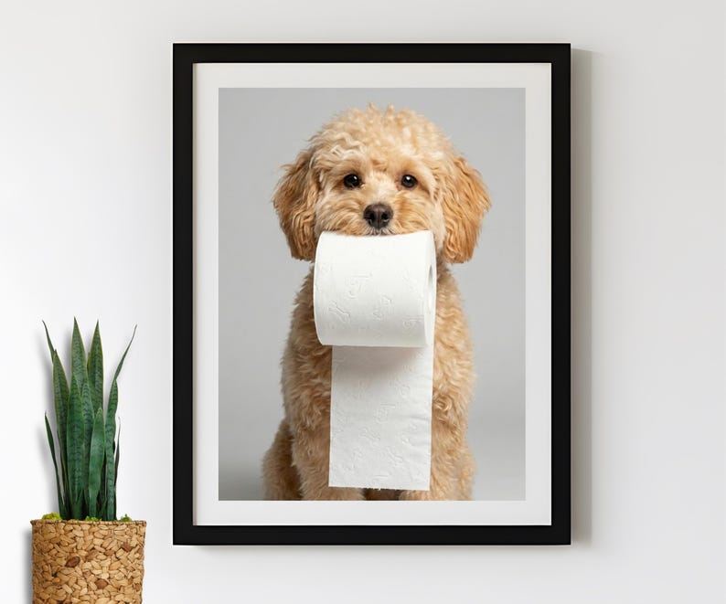 Custom Dog Bathroom Portraits (Set of 4) – Funny Dog Spa Prints - digital file