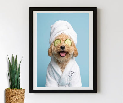 Custom Dog Bathroom Portraits (Set of 4) – Funny Dog Spa Prints - digital file